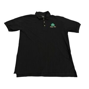 Black Men's Polo Shirt with Green Embroidered Logo